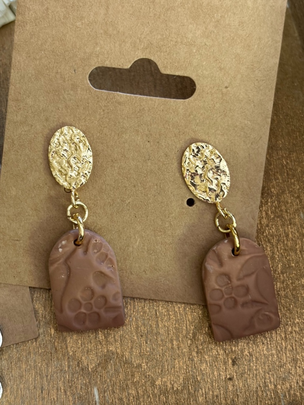 Boho Gold-Top Brown Floral Drop Earrings - Women Jewelry